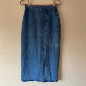 Vtg Denim Long Skirt with Slit